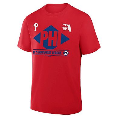 Men's Fanatics Red Philadelphia Phillies 2025 Spring Training Grapefruit League True Icon T-Shirt