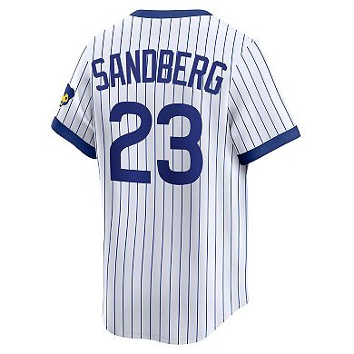 Men's Nike Ryne Sandberg White Chicago Cubs Throwback Cooperstown Collection Limited Jersey