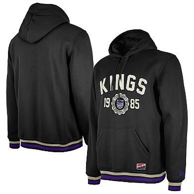Men's New Era Black Sacramento Kings Throwback Vintage Pullover Hoodie