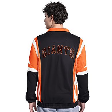 Men's Starter Black/Orange San Francisco Giants Contender Tricot Full-Zip Track Jacket