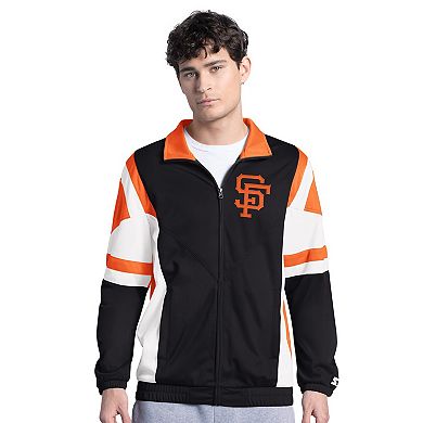 Men's Starter Black/Orange San Francisco Giants Contender Tricot Full-Zip Track Jacket