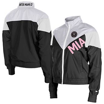 Women's��5th & Ocean by New Era Black Inter Miami CF Leisure Cropped Full-Zip Windbreaker Jacket