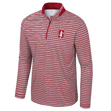 Men's Colosseum Cardinal Stanford Cardinal Striped Quarter-Zip Top