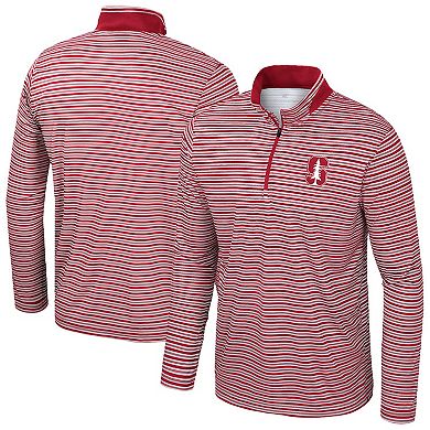 Men's Colosseum Cardinal Stanford Cardinal Striped Quarter-Zip Top