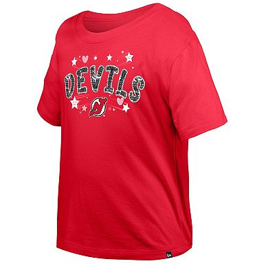 Girl's Youth New Era Red New Jersey Devils Flip Sequin T-Shirt