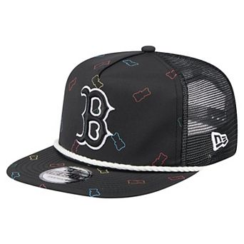 Men's New Era Black Boston Red Sox Gummy Golfer Trucker Adjustable Hat