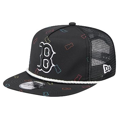 Men's New Era Black Boston Red Sox Gummy Golfer Trucker Adjustable Hat