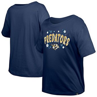 Girl's Youth New Era Navy Nashville Predators Flip Sequin T-Shirt
