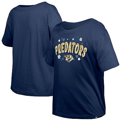 Girl's Youth New Era Navy Nashville Predators Flip Sequin T-Shirt