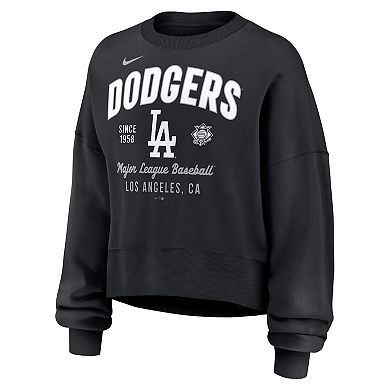 Women's Nike Black Los Angeles Dodgers Oversized High Hip Pullover Sweatshirt