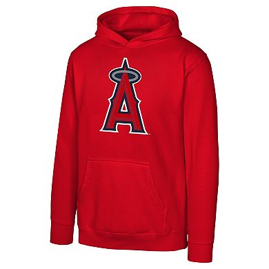 Youth Red Los Angeles Angels Primary Logo Pullover Hoodie