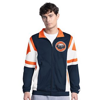 Men's Starter Black/Orange Houston Astros Contender Tricot Full-Zip Track Jacket
