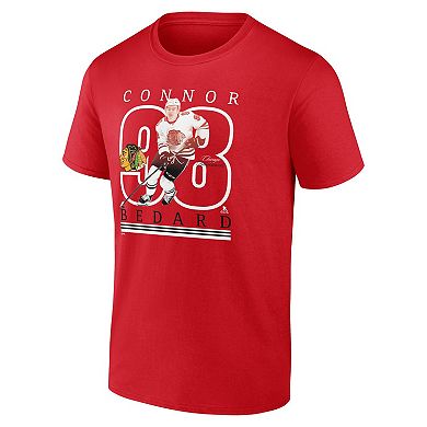 Men's Fanatics Connor Bedard Athletic Red Chicago Blackhawks Player T-Shirt