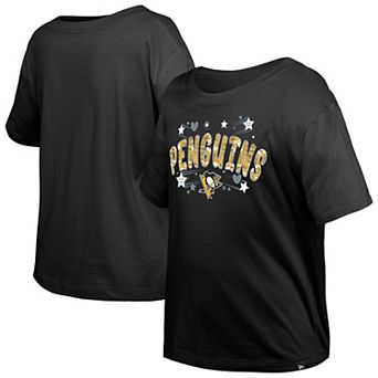 Girl's Youth New Era Black Pittsburgh Penguins Flip Sequin T-Shirt