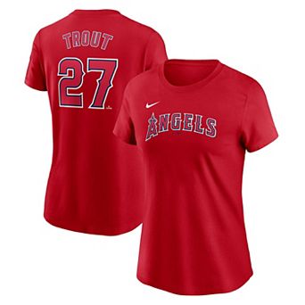 Women's Nike Mike Trout Red Los Angeles Angels Fuse Name & Number T-Shirt