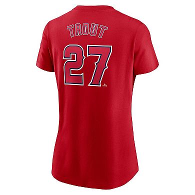 Women's Nike Mike Trout Red Los Angeles Angels Fuse Name & Number T-Shirt