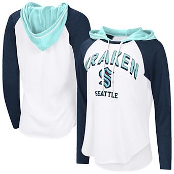 Women's G-III 4Her by Carl Banks White Seattle Kraken VIP Raglan Long Sleeve Hoodie T-Shirt