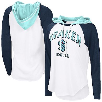 Women's G-III 4Her by Carl Banks White Seattle Kraken VIP Raglan Long Sleeve Hoodie T-Shirt