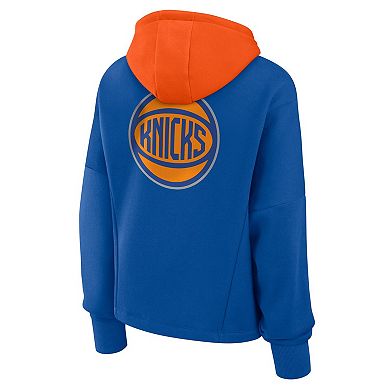 Women's Fanatics Deep Royal New York Knicks Post Up Boxy Pullover Hoodie