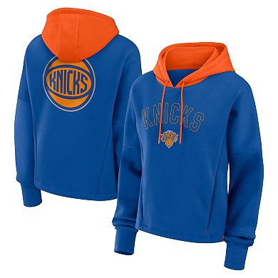 Women's Fanatics Deep Royal New York Knicks Post Up Boxy Pullover Hoodie