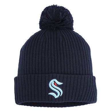 Men's Fanatics Deep Sea Blue Seattle Kraken Cuffed Knit Hat with Pom