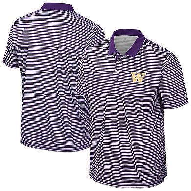 Men's Colosseum Purple Washington Huskies Striped Polo