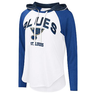 Women's G-III 4Her by Carl Banks White St. Louis Blues VIP Raglan Long Sleeve Hoodie T-Shirt