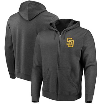 Men's Fanatics Heather Charcoal San Diego Padres Big Gamer Full-Zip Hoodie
