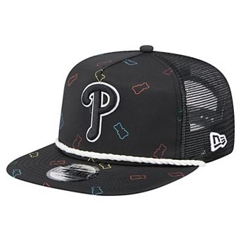 Men's New Era Black Philadelphia Phillies Gummy Golfer Trucker Adjustable Hat