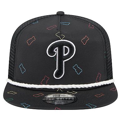 Men's New Era Black Philadelphia Phillies Gummy Golfer Trucker Adjustable Hat