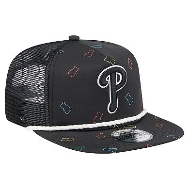 Men's New Era Black Philadelphia Phillies Gummy Golfer Trucker Adjustable Hat