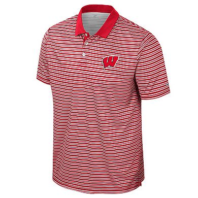 Men's Colosseum Red Wisconsin Badgers Striped Polo