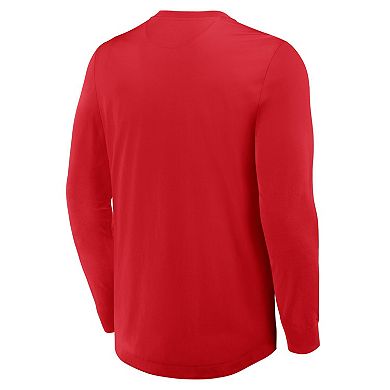 Men's Fanatics Red Carolina Hurricanes Adrenaline Push Long Sleeve Henley Shirt