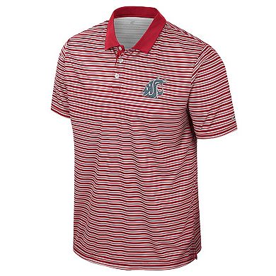 Men's Colosseum Crimson Washington State Cougars Striped Polo