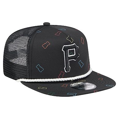 Men's New Era Black Pittsburgh Pirates Gummy Golfer Trucker Adjustable Hat