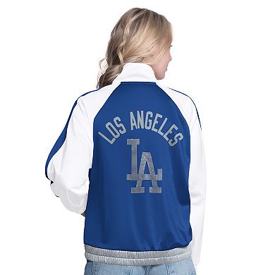 Women's G-III Sports by Carl Banks White/Royal Los Angeles Dodgers Rally Rhinestone Raglan Full-Zip Track Jacket