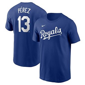 Men's Nike Salvador Perez Royal Kansas City Royals Fuse Name & Number T-Shirt