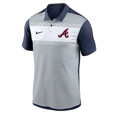 Men's Nike White/Navy Atlanta Braves Vapor Striped Performance Polo
