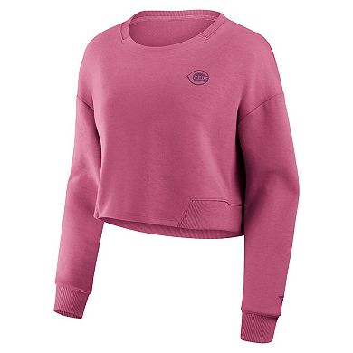 Women's Fanatics Pink Cincinnati Reds Studio Cropped Pullover Sweatshirt