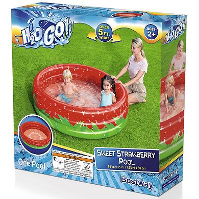 Bestway Sweet Strawberry 66" x 15" Inflatable 3-Ring Play Pool