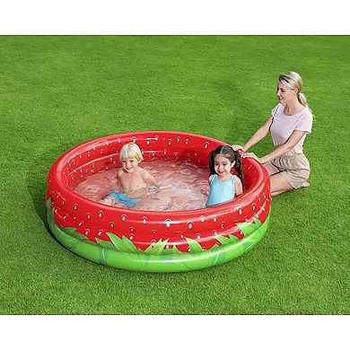 Bestway Sweet Strawberry 66" x 15" Inflatable 3-Ring Play Pool