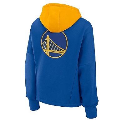 Women's Fanatics Deep Royal Golden State Warriors Post Up Boxy Pullover Hoodie