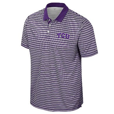 Men's Colosseum Purple TCU Horned Frogs Striped Polo