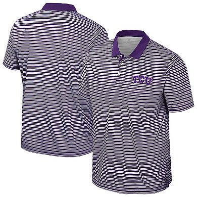 Men's Colosseum Purple TCU Horned Frogs Striped Polo