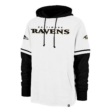 Men's '47 White Baltimore Ravens Trifecta Shortstop Pullover Hoodie