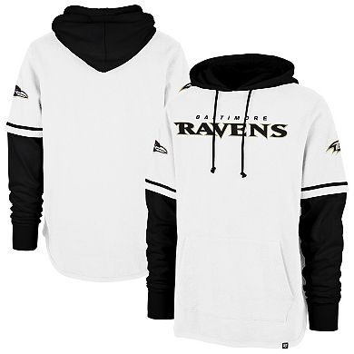 Men's '47 White Baltimore Ravens Trifecta Shortstop Pullover Hoodie