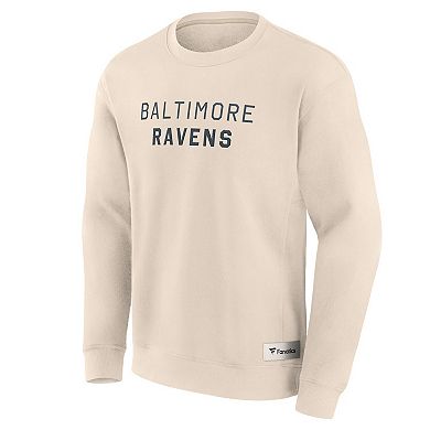 Men's Fanatics Cream Baltimore Ravens Elements Future Ground Lettering Pullover Sweatshirt