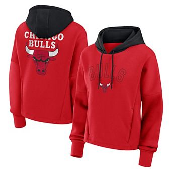 Women's Fanatics Athletic Red Chicago Bulls Post Up Boxy Pullover Hoodie