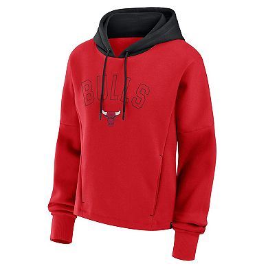 Women's Fanatics Athletic Red Chicago Bulls Post Up Boxy Pullover Hoodie