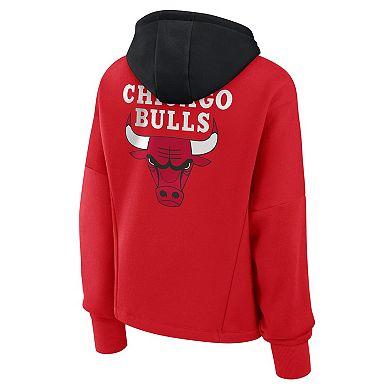 Women's Fanatics Athletic Red Chicago Bulls Post Up Boxy Pullover Hoodie